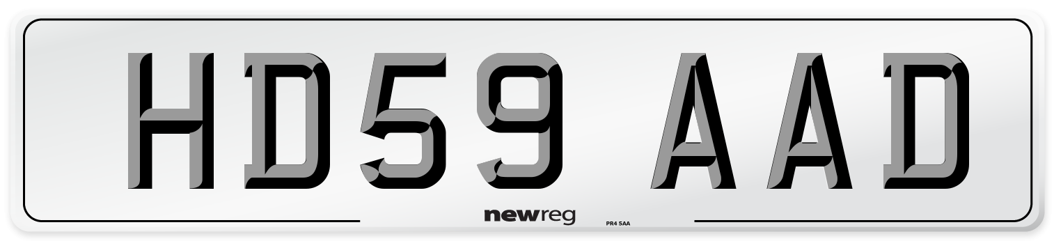 HD59 AAD Number Plate from New Reg